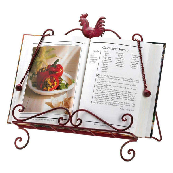 red rooster cookbook stand