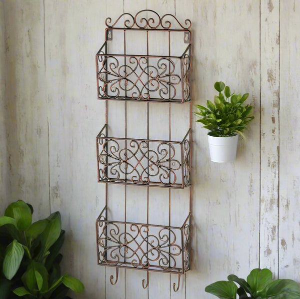 triple wall rack organizer with hooks