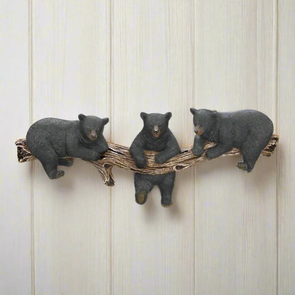 black bear trio wall hooks