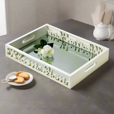 Welcome Home Mirrored Serving Tray