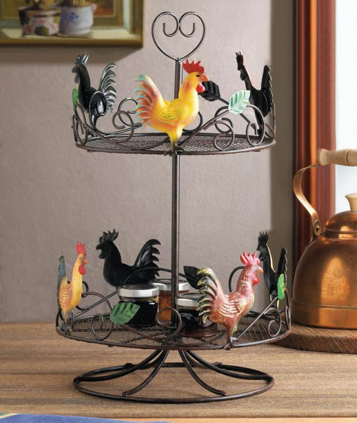 two tier round rooster rack