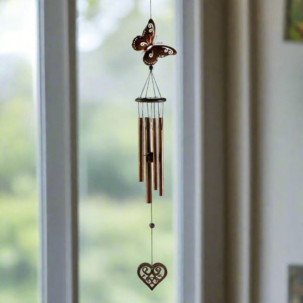 butterfly heart wind chimes