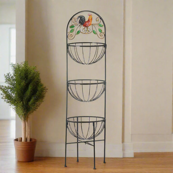 country rooster three tier kitchen stand