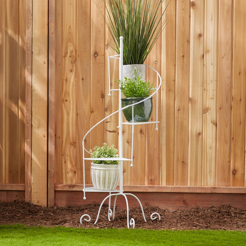 spiral plant rack White Spiral Showcase Plant Stand