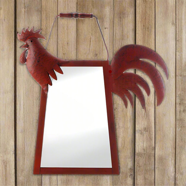 red rooster wall mirror