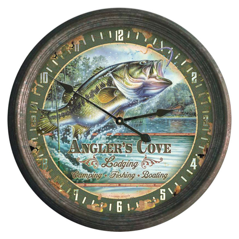 Anglers Cove Bass Fishing 15" Wall Clock