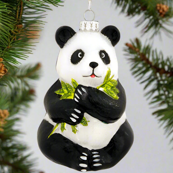 panda glass ornament