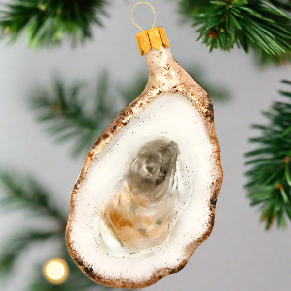 oyster shell glass ornament