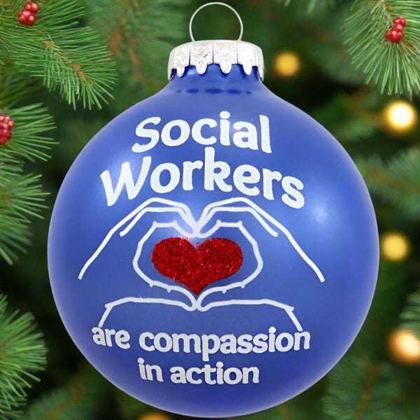 social workers compassion glass ornament