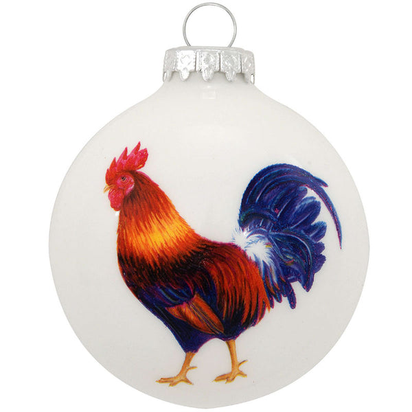 rooster legend glass ornament