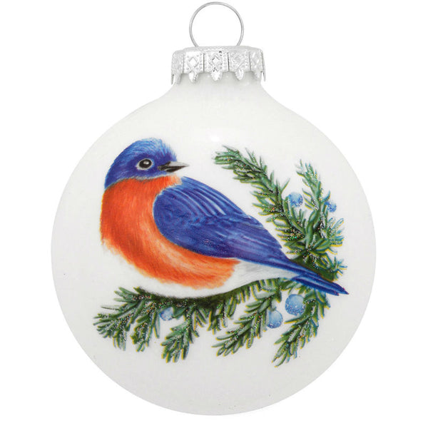 bluebird symbol glass ornament