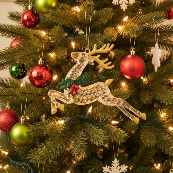 sparkling golden reindeer ornaments