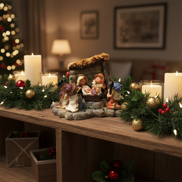 childrens nativity with manger