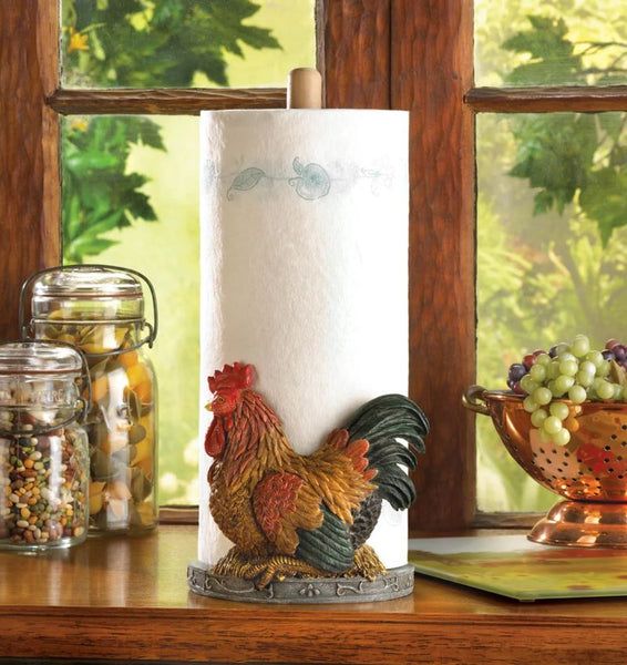 country rooster paper towel holder