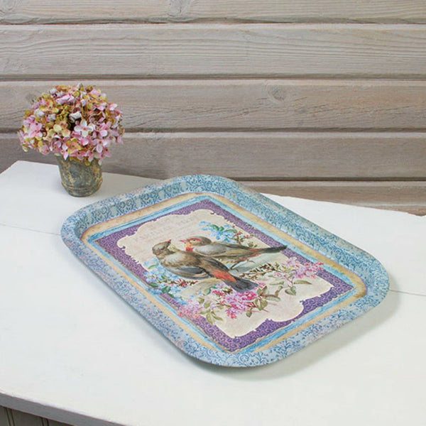 vintage birds food safe serving tray