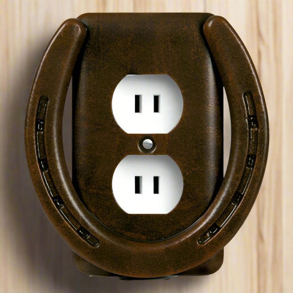 rusty horseshoes single outlet cover