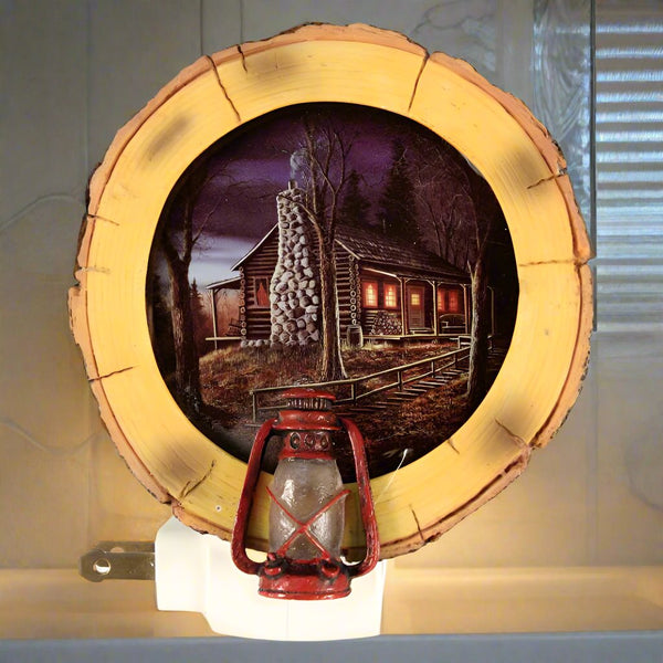 log cabin lantern night light