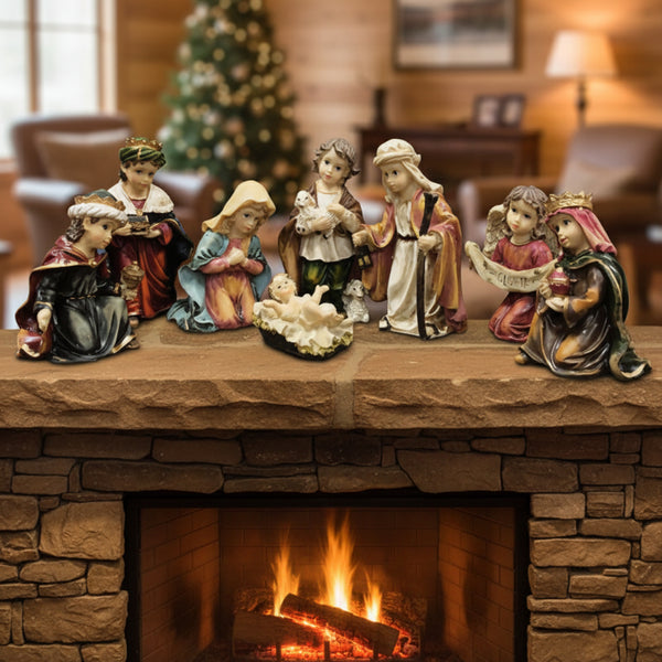 heirloom 8 pc nativity figurine set