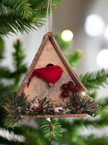 Woodland Bird House Christmas Ornament