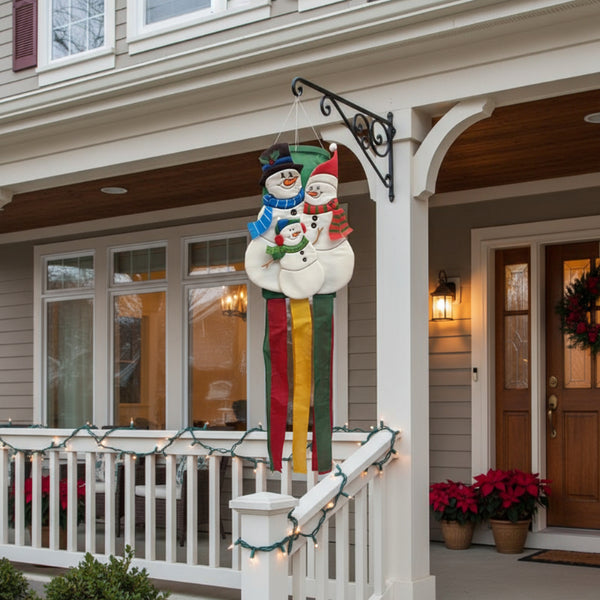 snowman family christmas wind sock