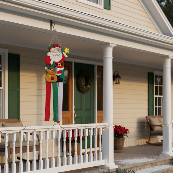 holly jolly santa chrismtas wind sock