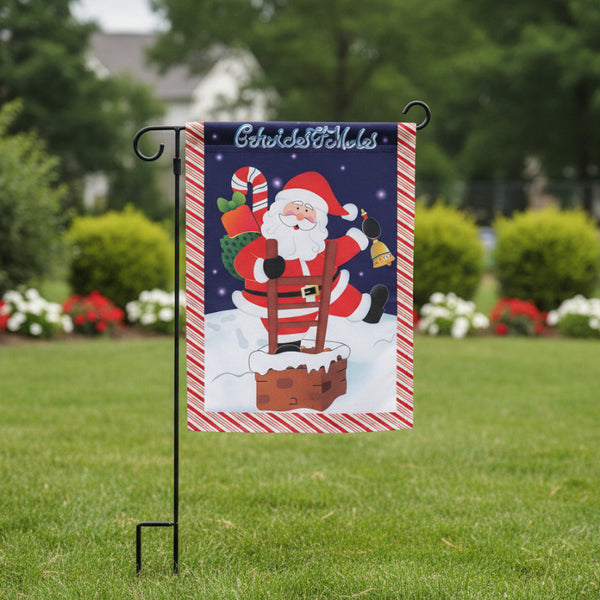 santa on ladder mini holiday garden flag