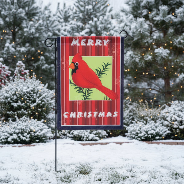 red cardinal bird mini holiday garden flag