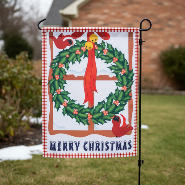 holly wreath mini holiday garden flag