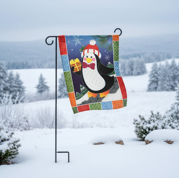penguin mini holiday garden flag