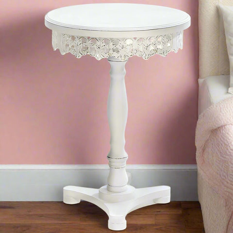 White French Country Pedestal Table