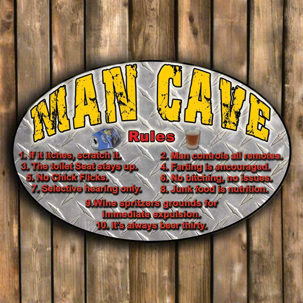 man cave rules tin sign