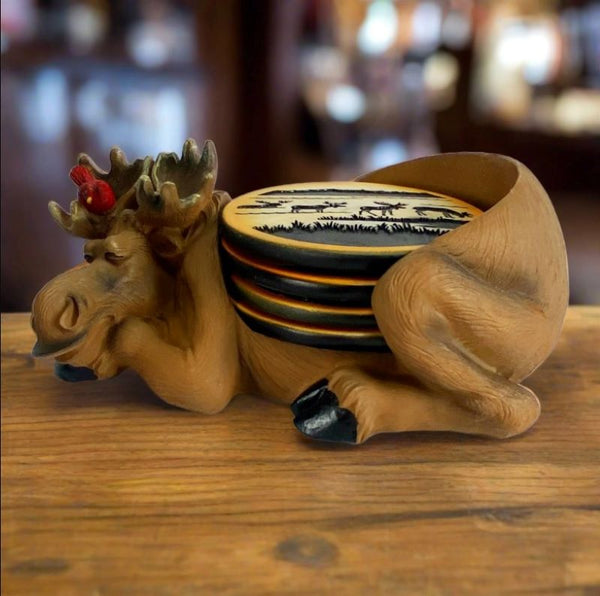 lodge moose 5 pc coaster set