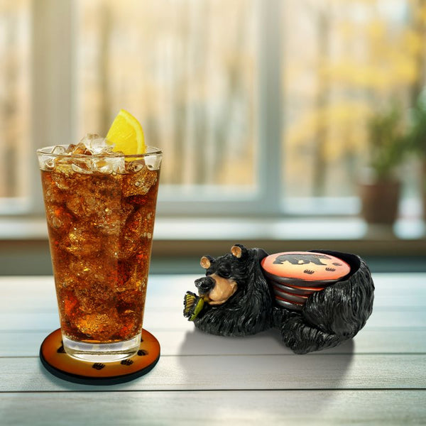 black bear coasters and holder set