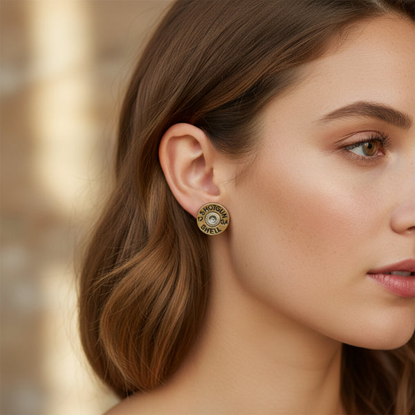 two tone shot shell post earrings