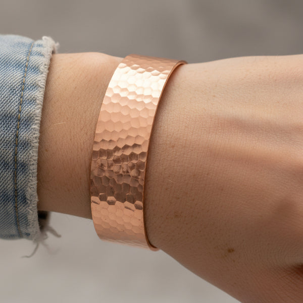 hammered solid copper cuff bracelet