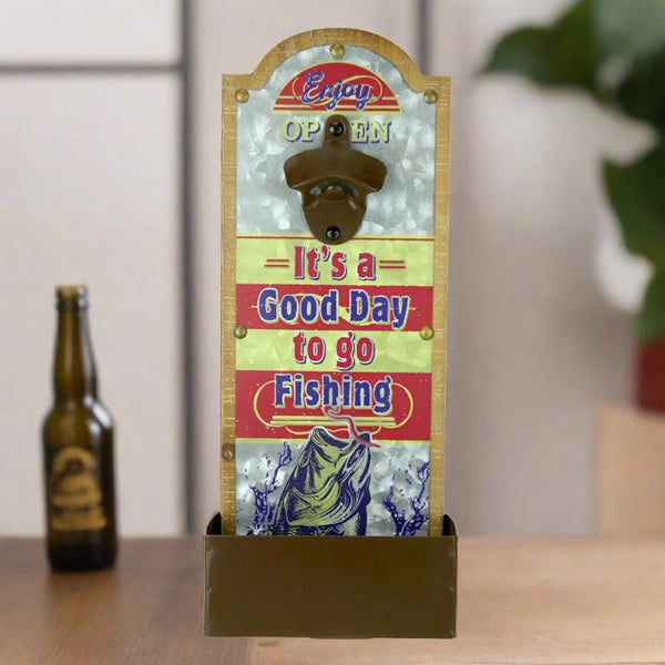 good day to go fishing galvanized bottle opener