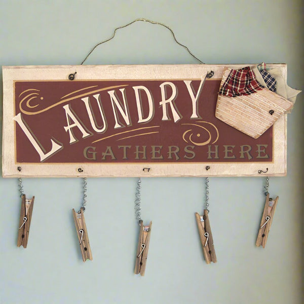 clothespin laundry sign