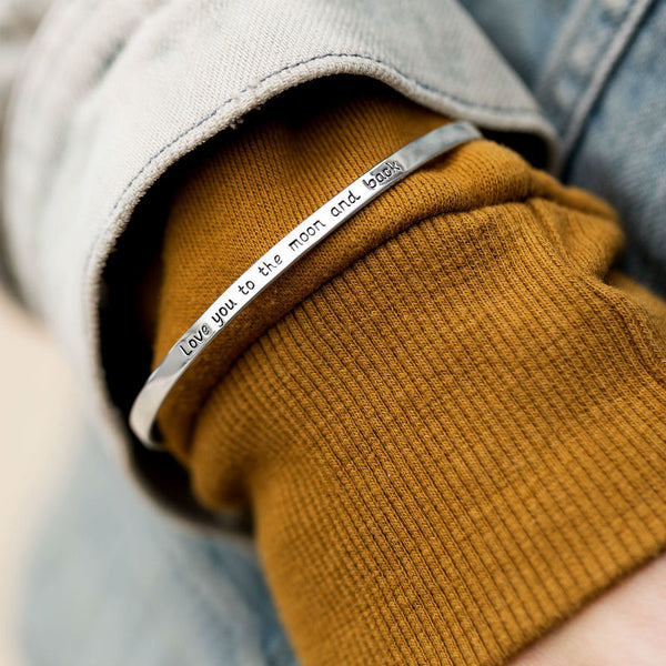 love you to the moon and back sterling silver cuff bracelet