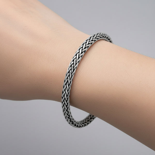 sterling silver oxidized woven bali bracelet