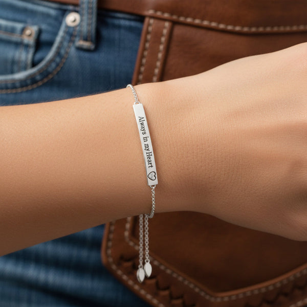 sterling silver always in my heart bar bolo diamond bracelet