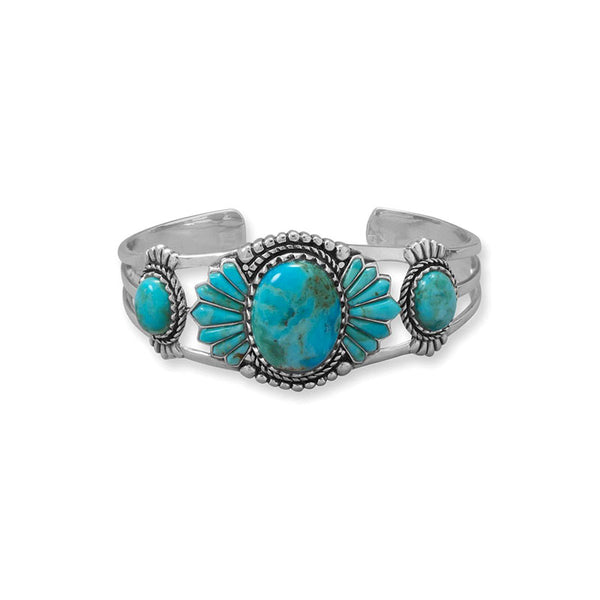 southwest style oxidized turquoise cuff bracelet