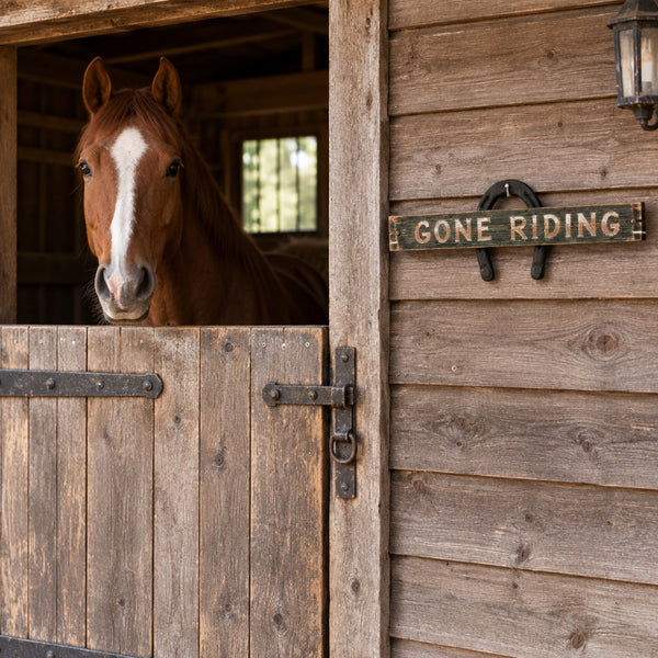 gone riding horseshoe sign