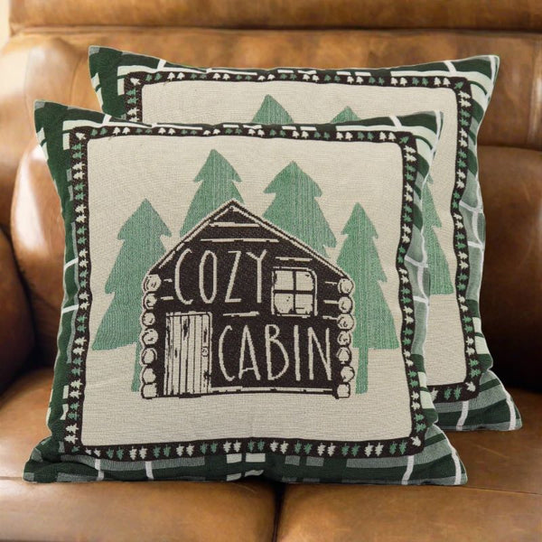 log cabin tapestry pillows