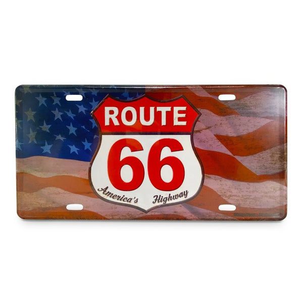 route 66 american flag vanity license plate
