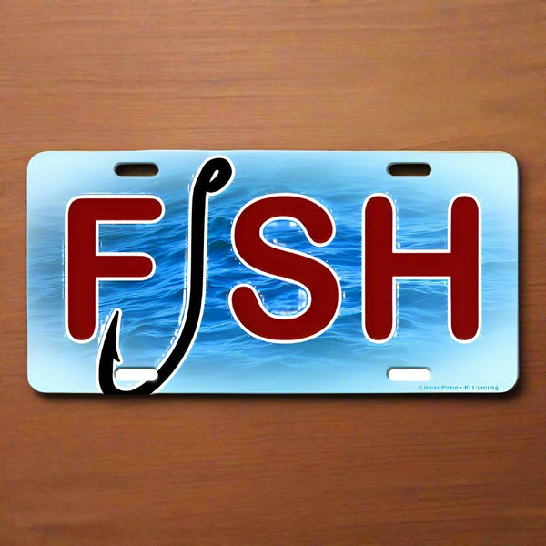 fish and hook fishing vanity license plate