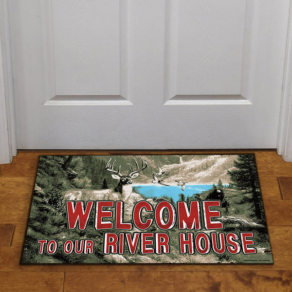 welcome to our river house door mat