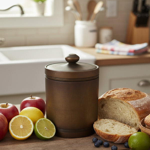 primitive wood look canister with lid
