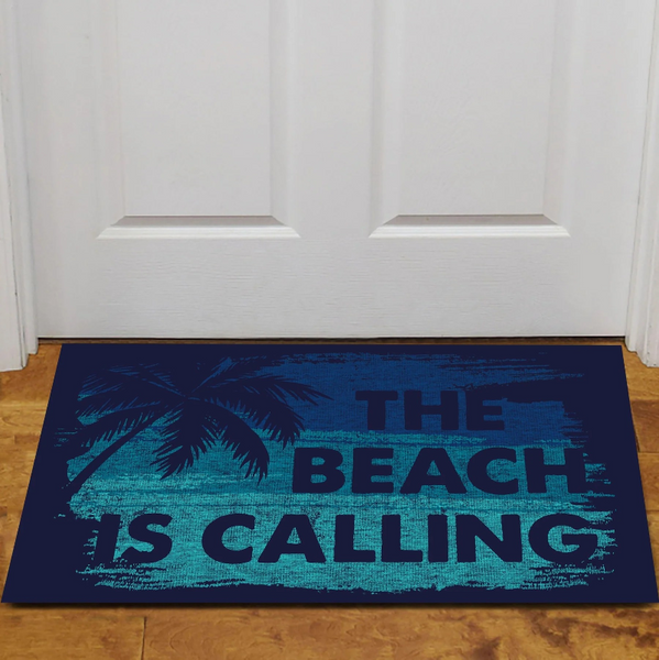 the beach is calling rubber door mat