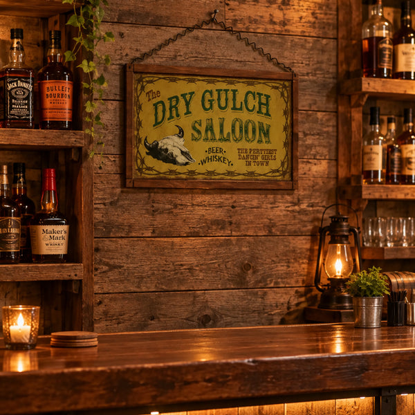 dry gulch saloon vintage advertising sign