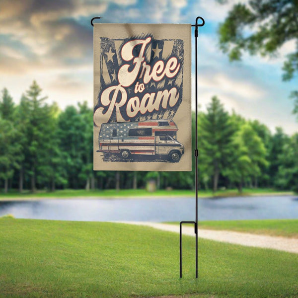 free to roam garden flag with pole